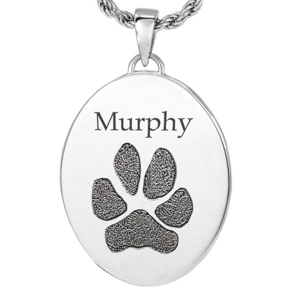 Actual Paw Print Pendant - Oval